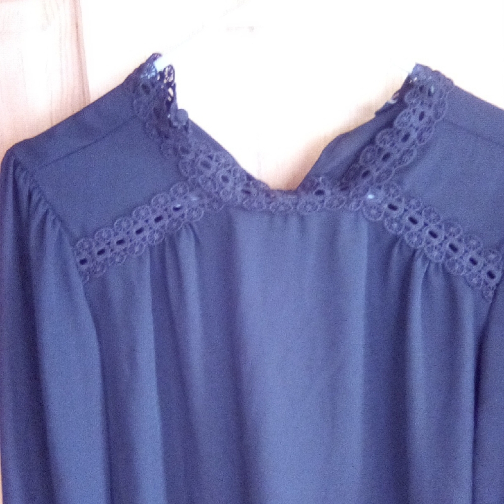 Elegant Black Lace Trim Blouse